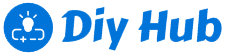 a picture showing diy tech hub logo. The logo is blue and has the text inscription Diy Hub in italic and nice font. The picture is used as the main header logo of maomiav.com