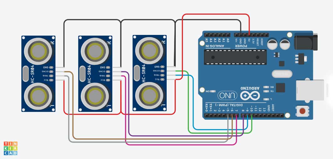 Connecting multiple HC-SR04 Ultrasonic and Arduino Uno