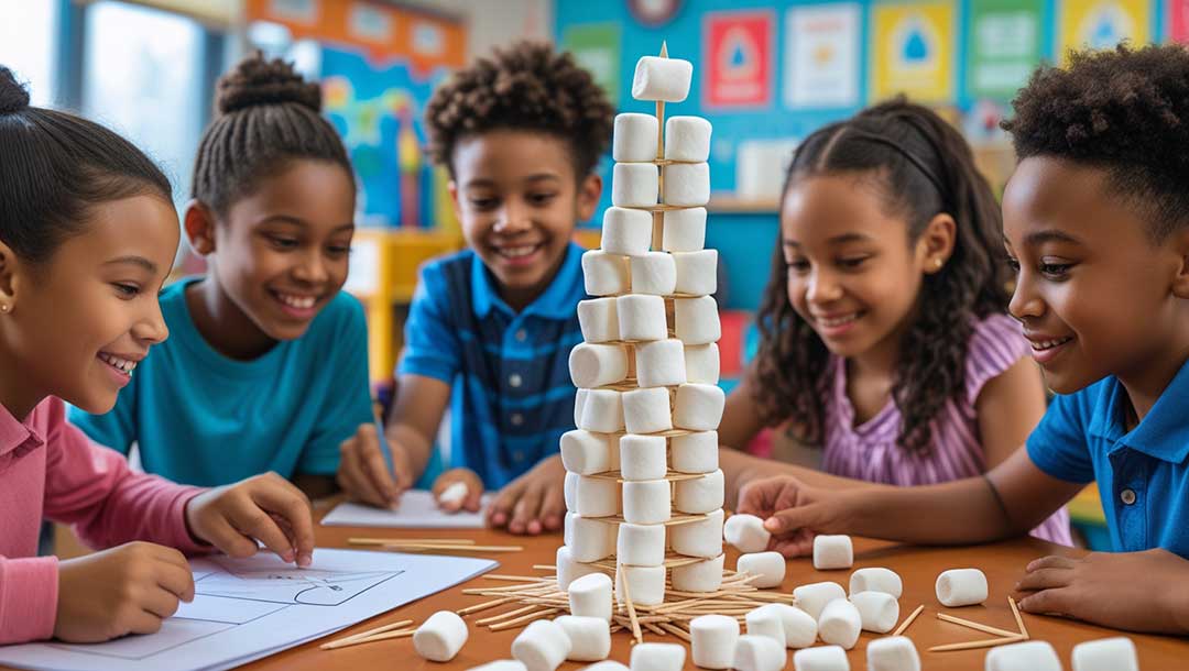 Building a Marshmallow Tower is also a stem activities for kids